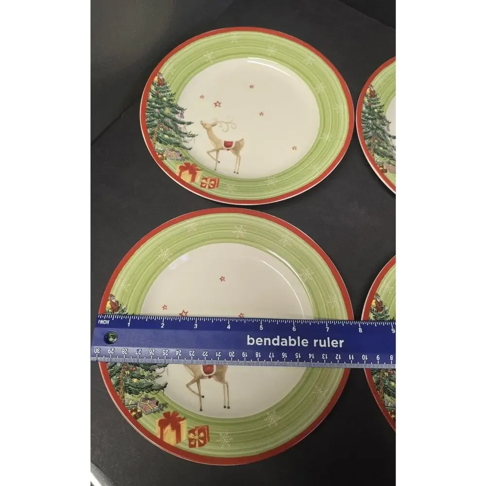 Spode Christmas Jubilee Salad Plates Set Of 4 Reindeer Tree Ceramic Holiday